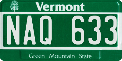 VT license plate NAQ633