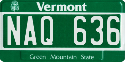 VT license plate NAQ636