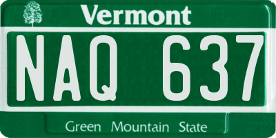 VT license plate NAQ637