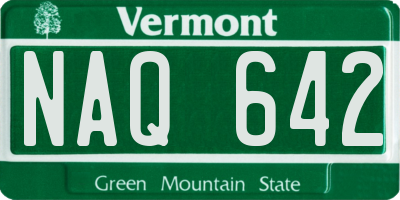 VT license plate NAQ642