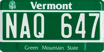 VT license plate NAQ647