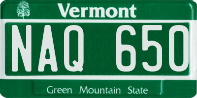 VT license plate NAQ650