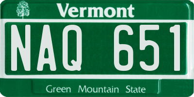VT license plate NAQ651