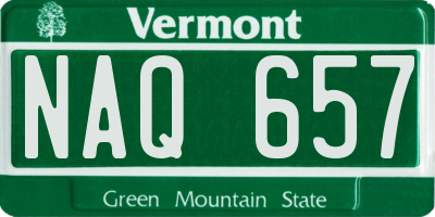 VT license plate NAQ657