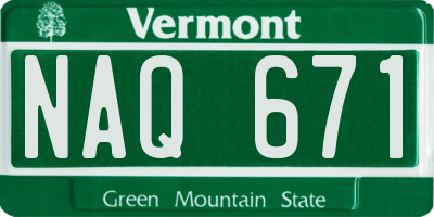 VT license plate NAQ671