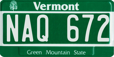 VT license plate NAQ672