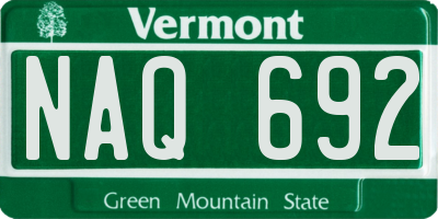 VT license plate NAQ692
