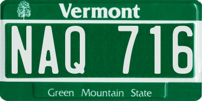 VT license plate NAQ716