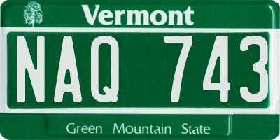 VT license plate NAQ743