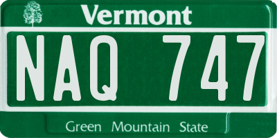 VT license plate NAQ747