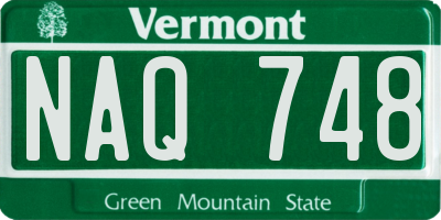 VT license plate NAQ748