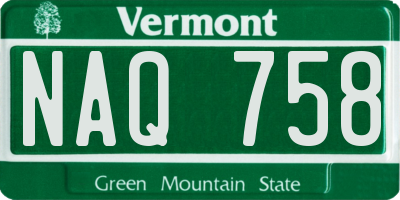 VT license plate NAQ758