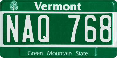 VT license plate NAQ768