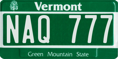 VT license plate NAQ777