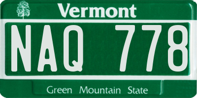 VT license plate NAQ778