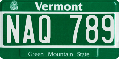VT license plate NAQ789