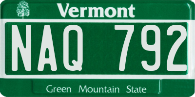 VT license plate NAQ792