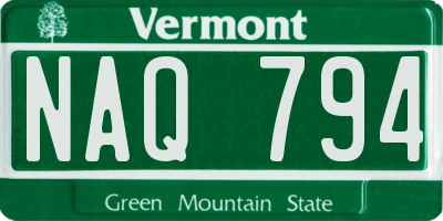 VT license plate NAQ794
