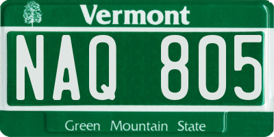 VT license plate NAQ805