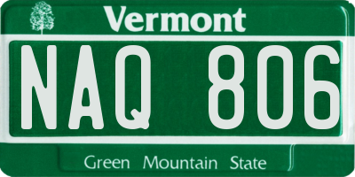 VT license plate NAQ806