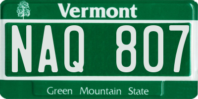 VT license plate NAQ807
