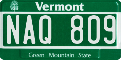 VT license plate NAQ809
