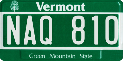 VT license plate NAQ810