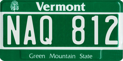 VT license plate NAQ812