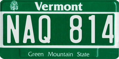 VT license plate NAQ814