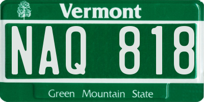 VT license plate NAQ818