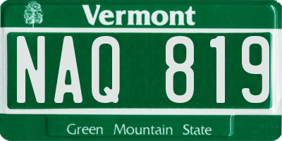 VT license plate NAQ819