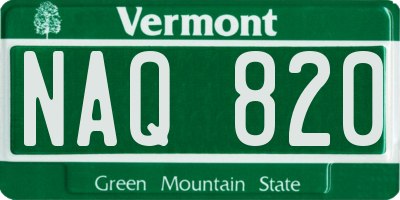 VT license plate NAQ820