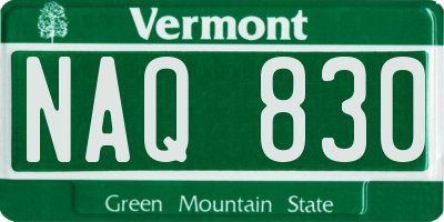 VT license plate NAQ830