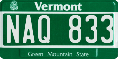 VT license plate NAQ833