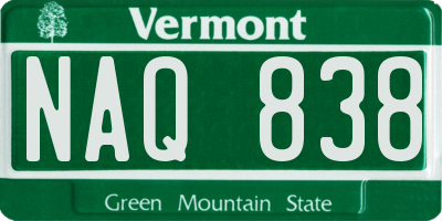 VT license plate NAQ838