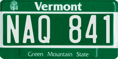 VT license plate NAQ841