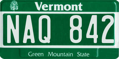 VT license plate NAQ842