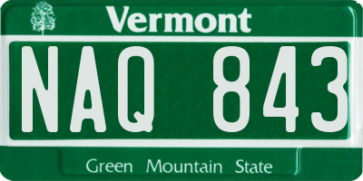 VT license plate NAQ843