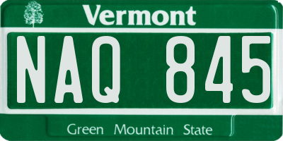 VT license plate NAQ845