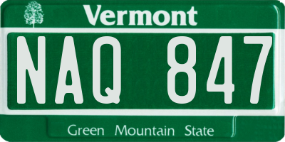 VT license plate NAQ847