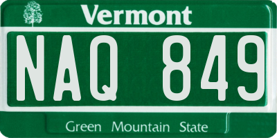 VT license plate NAQ849