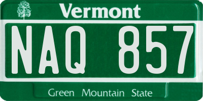 VT license plate NAQ857