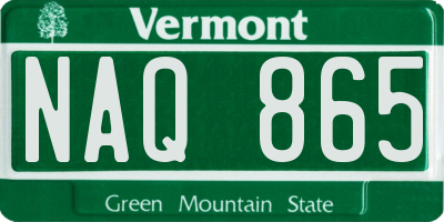 VT license plate NAQ865