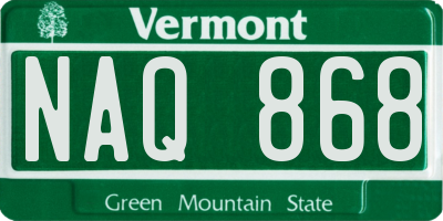 VT license plate NAQ868