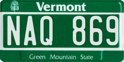 VT license plate NAQ869