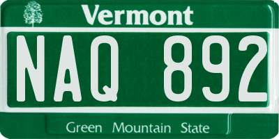 VT license plate NAQ892
