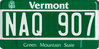 VT license plate NAQ907