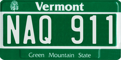 VT license plate NAQ911