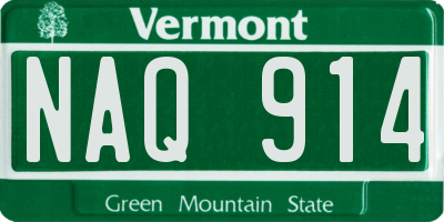 VT license plate NAQ914