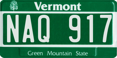 VT license plate NAQ917